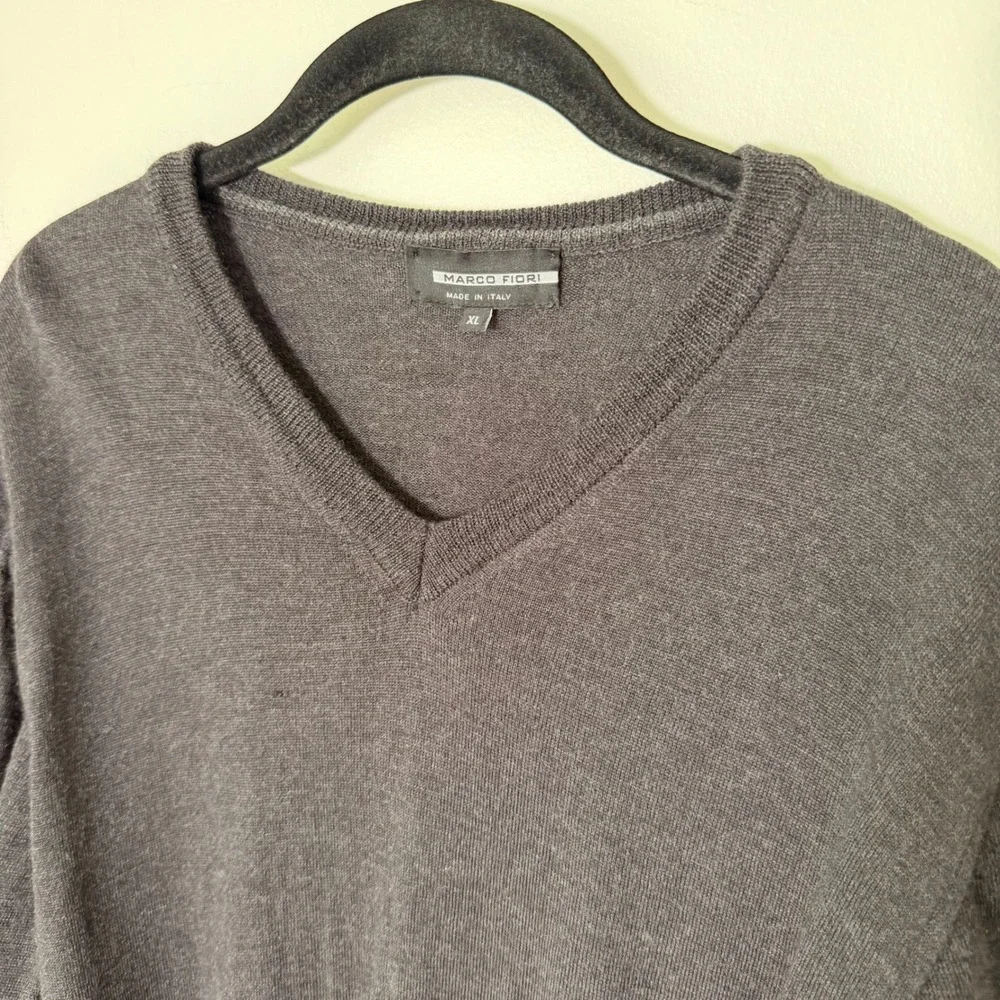 Merino Wool Made in Italy Mens Sweater (LG) Extra Fine Knit Gray Mens Layering